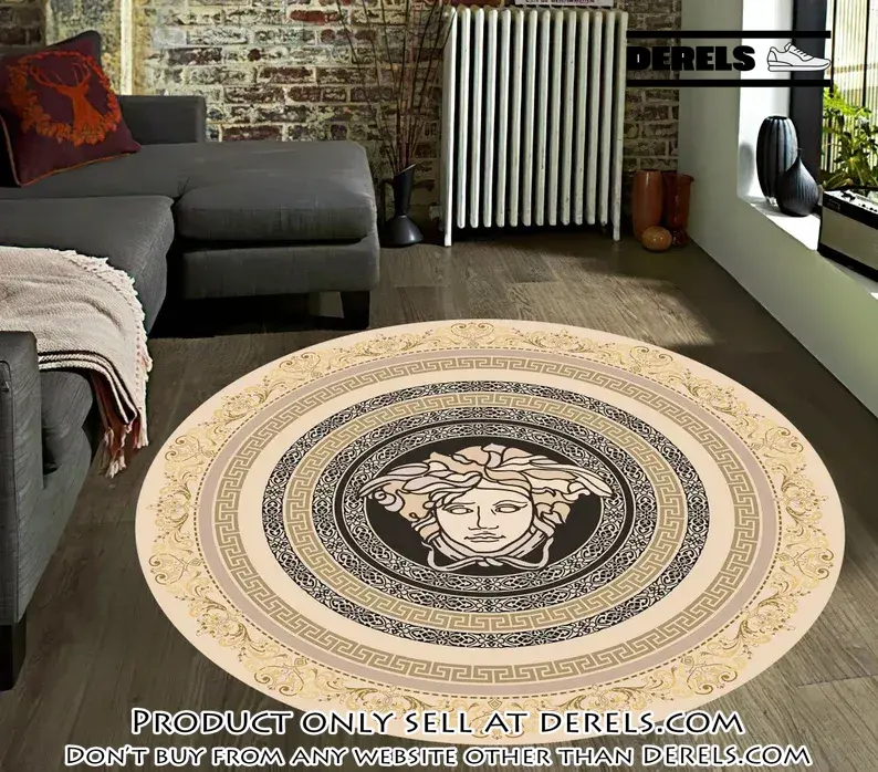 Versace medusa greek round rug carpet luxury brand fashion home decor dr2044523